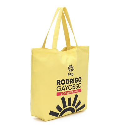 幾何学的で黄色い8 OZ 40x11x34.5cmの綿は袋をリサイクルする